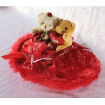 Red Hanging Heart with Valentine Love Couple Teddy Bears